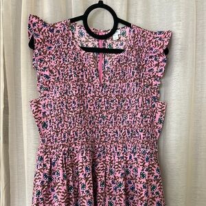 Pink Floral Smocked Dress